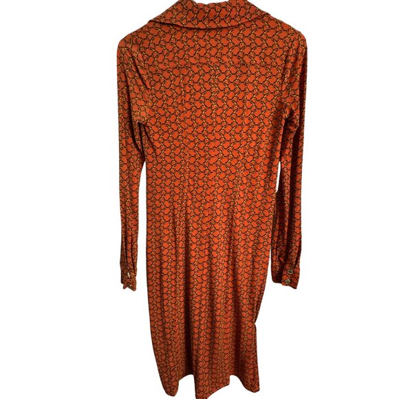Michael Kors Fitted Orange Chainlink Print Shirt Dress XXS - Picture 6 of 10